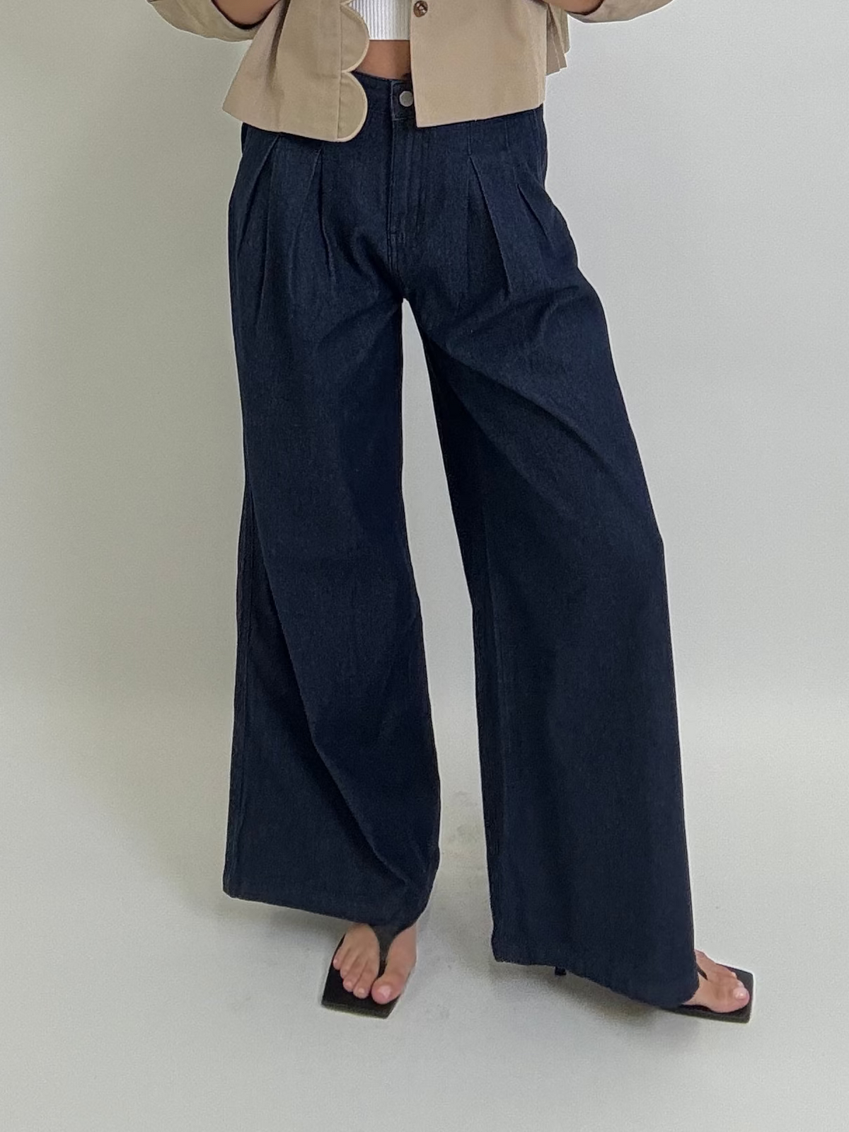 Pleated Wide Leg Jean