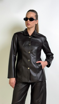 Faux Leather Button Down Jacket