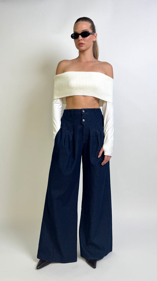 Pin Tuck Wide Leg Pant
