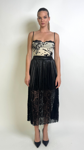 The Lace Contrast Pleated Skirt
