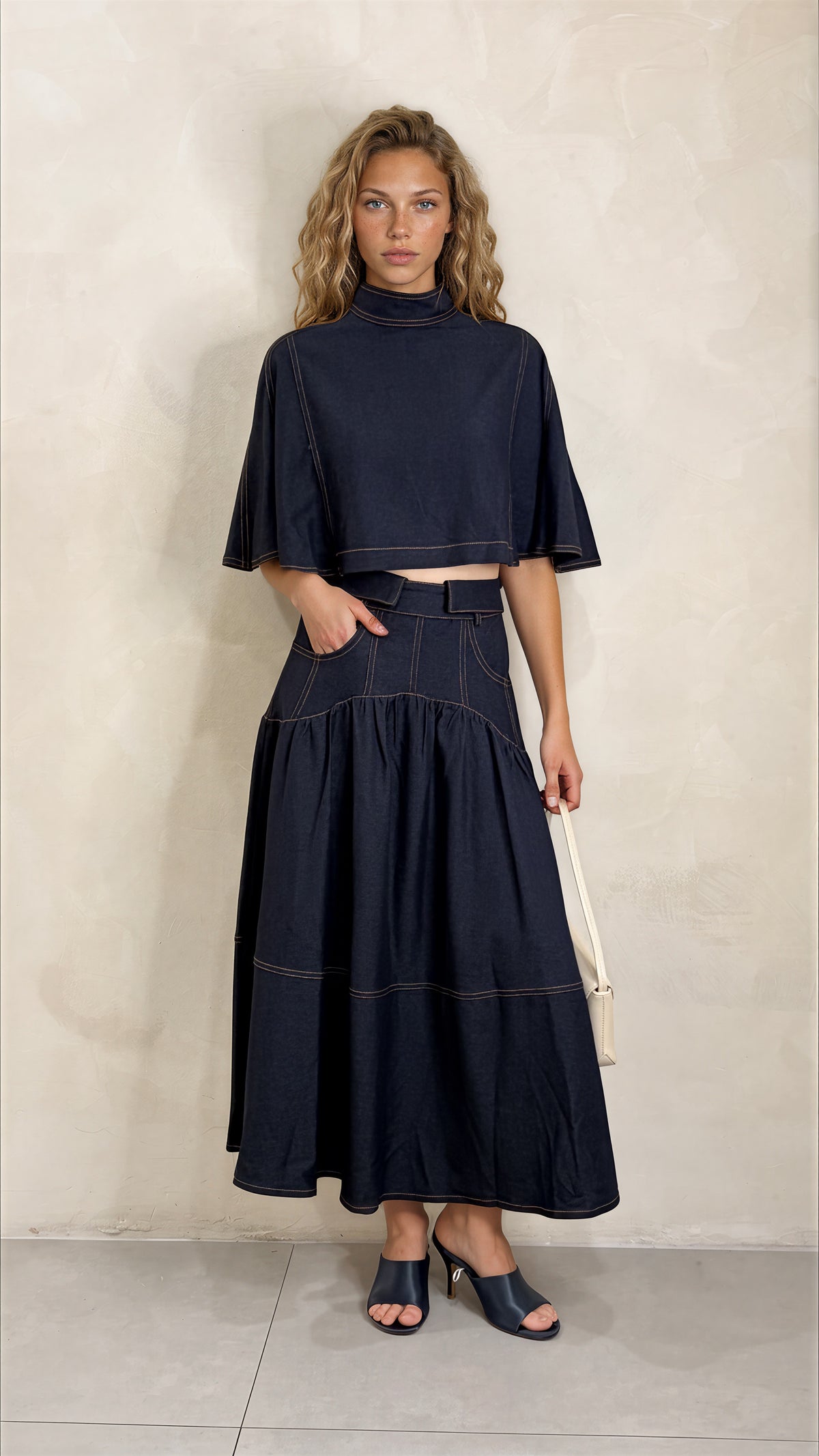 Denim Cape Top