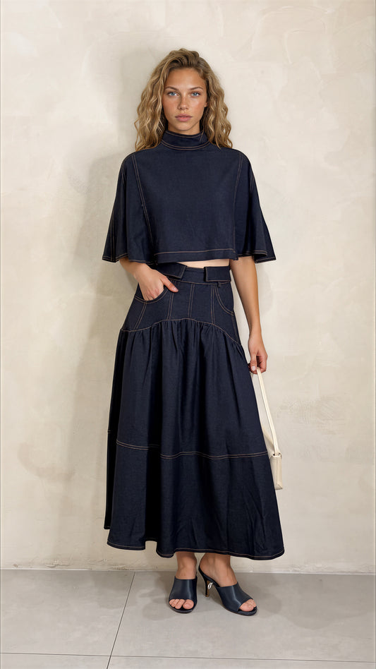 Denim Midi Skirt