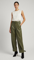 Cuffed Faux Leather Pant
