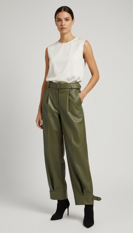 Cuffed Faux Leather Pant