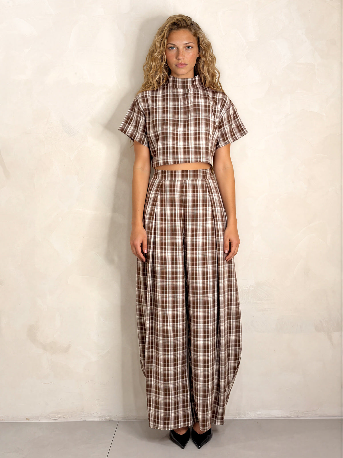 The Fia Plaid Barrel Pant