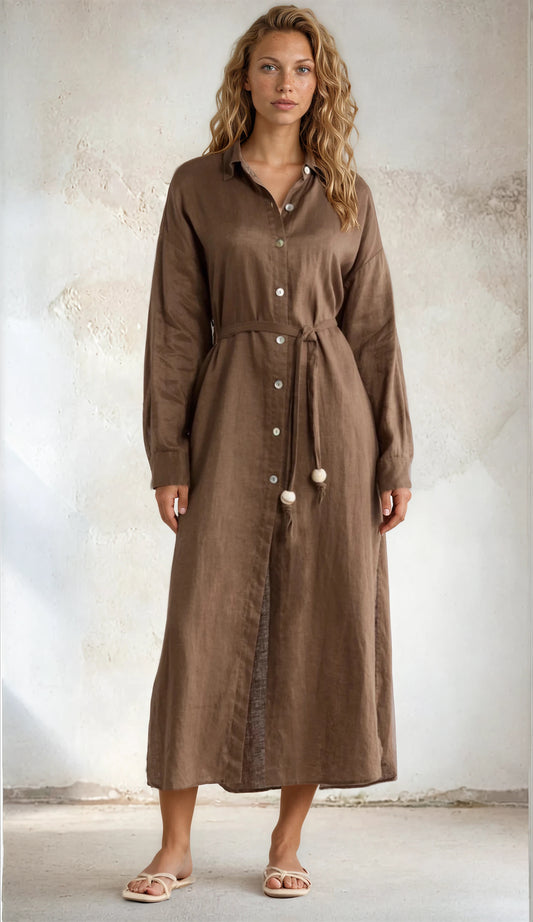 Linen Maxi Shirt Dress