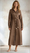 Linen Maxi Shirt Dress