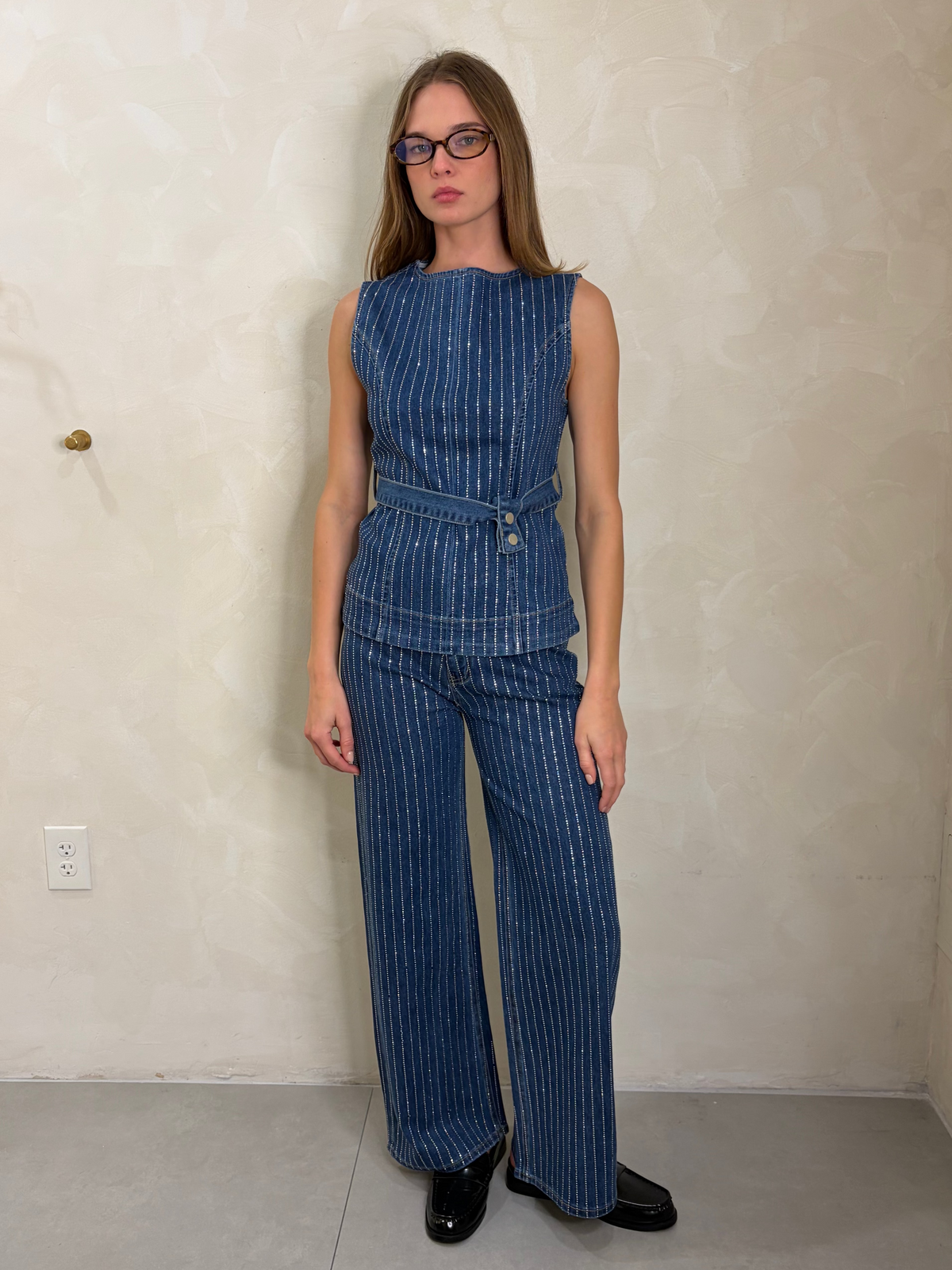 Pinstripe Stone Jean