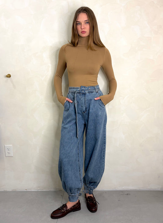 Belted Hem Bubble Jean