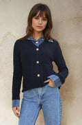 Denim Trim Cardigan