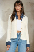 Denim Trim Cardigan
