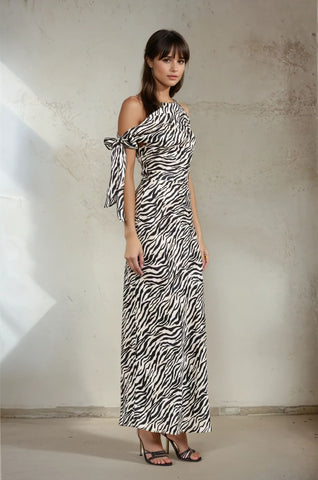 Off Shoulder Satin Maxi Dress