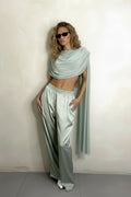 Cinched Satin Track Pant