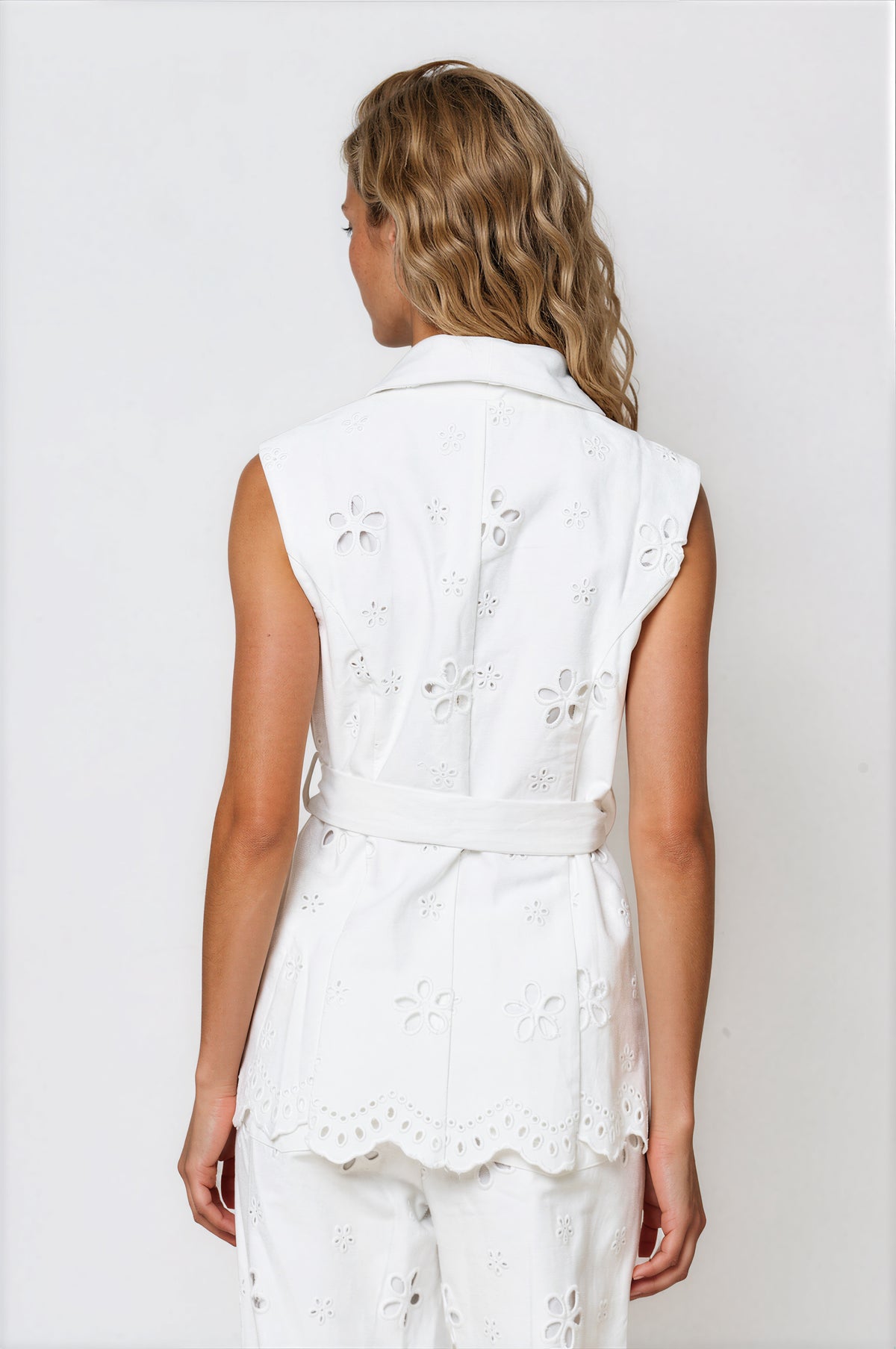 Embroidered Belted Vest