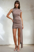 Draped Asymmetric Mini Dress