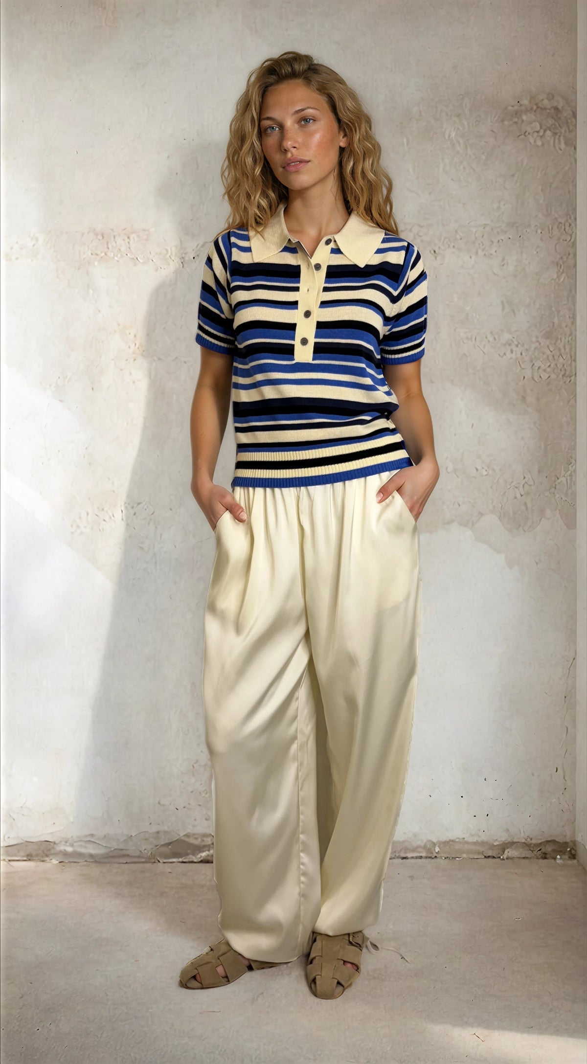 Cinched Satin Track Pant