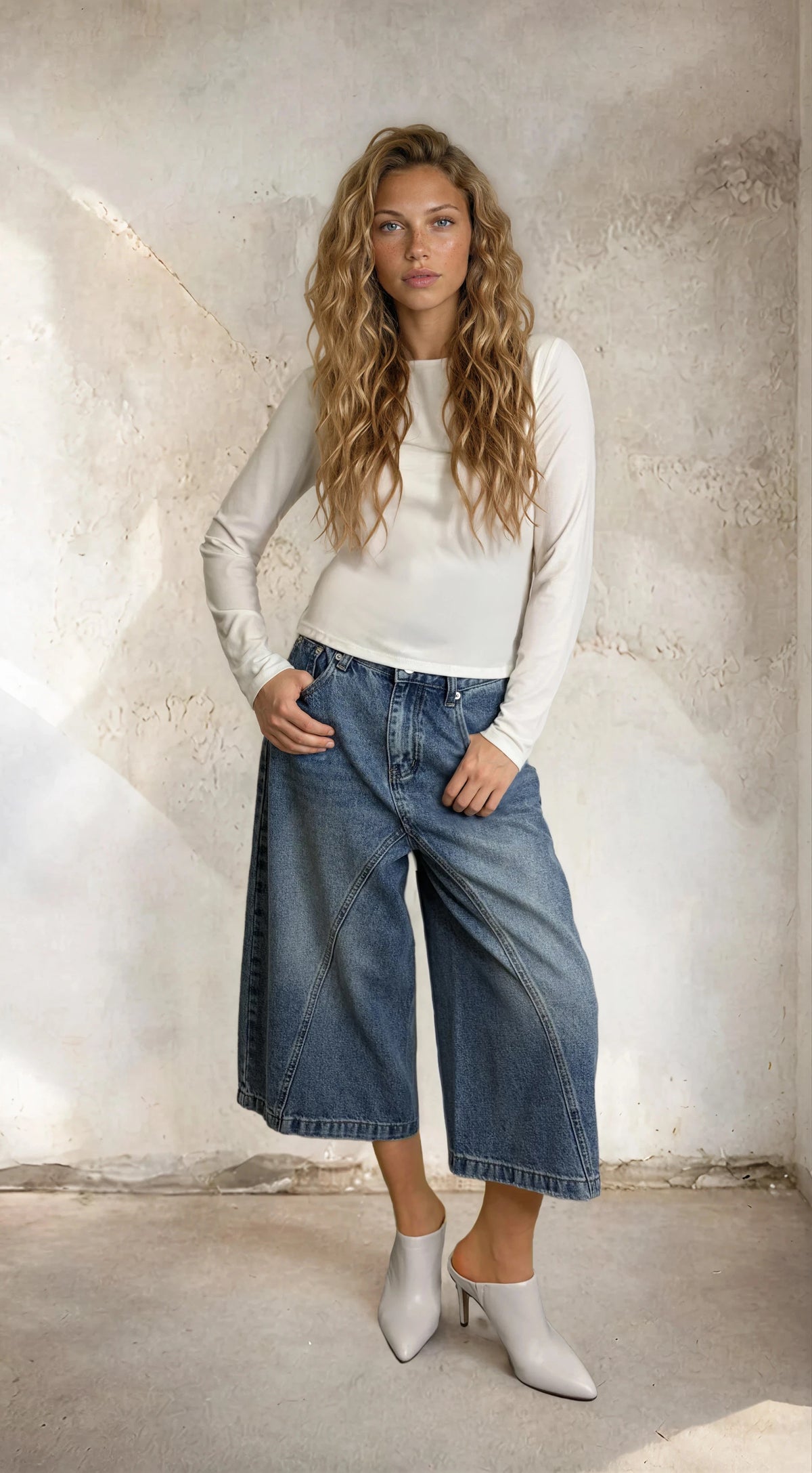 L/s Lace Contrast Tee W/Bra