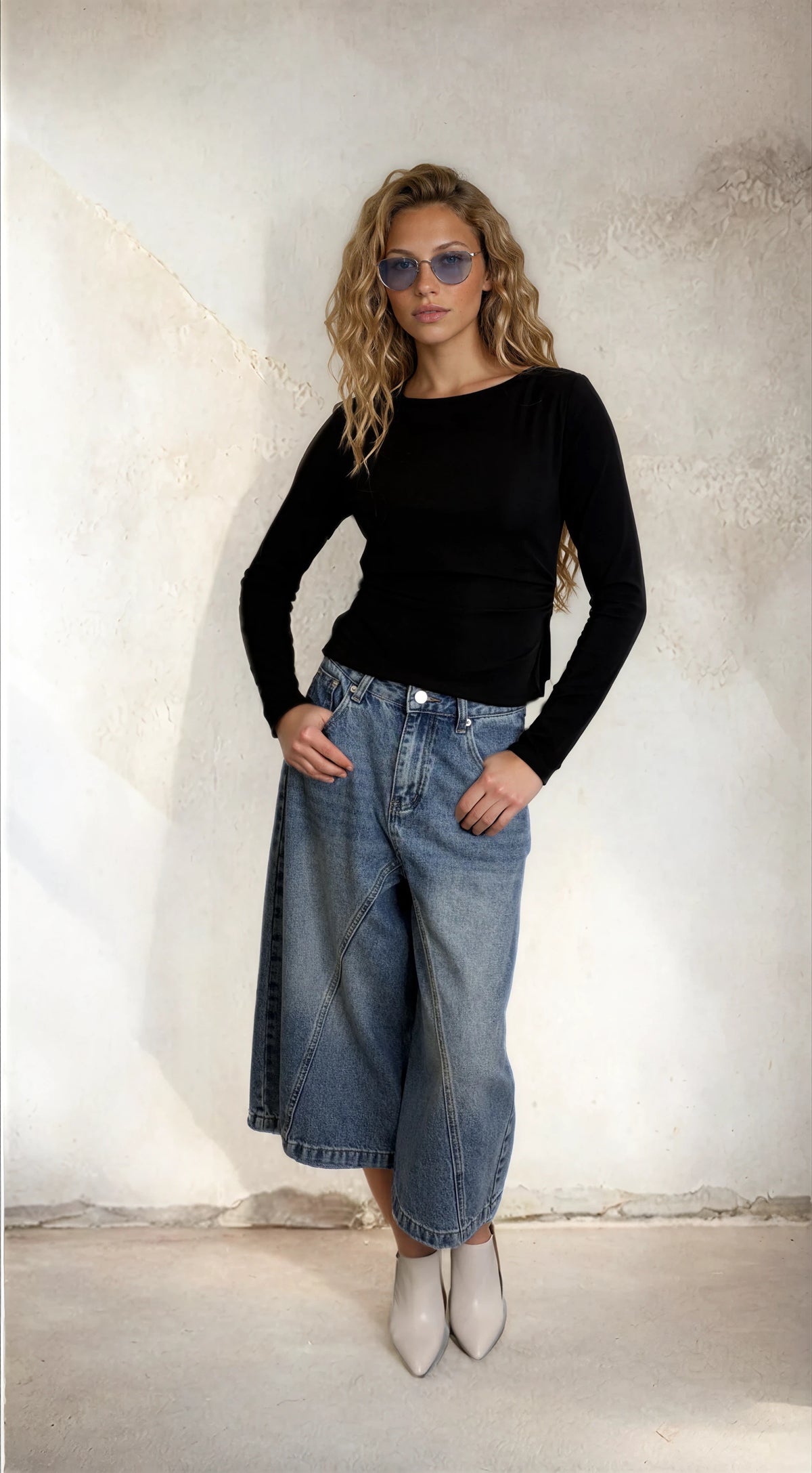 L/s Lace Contrast Tee W/Bra