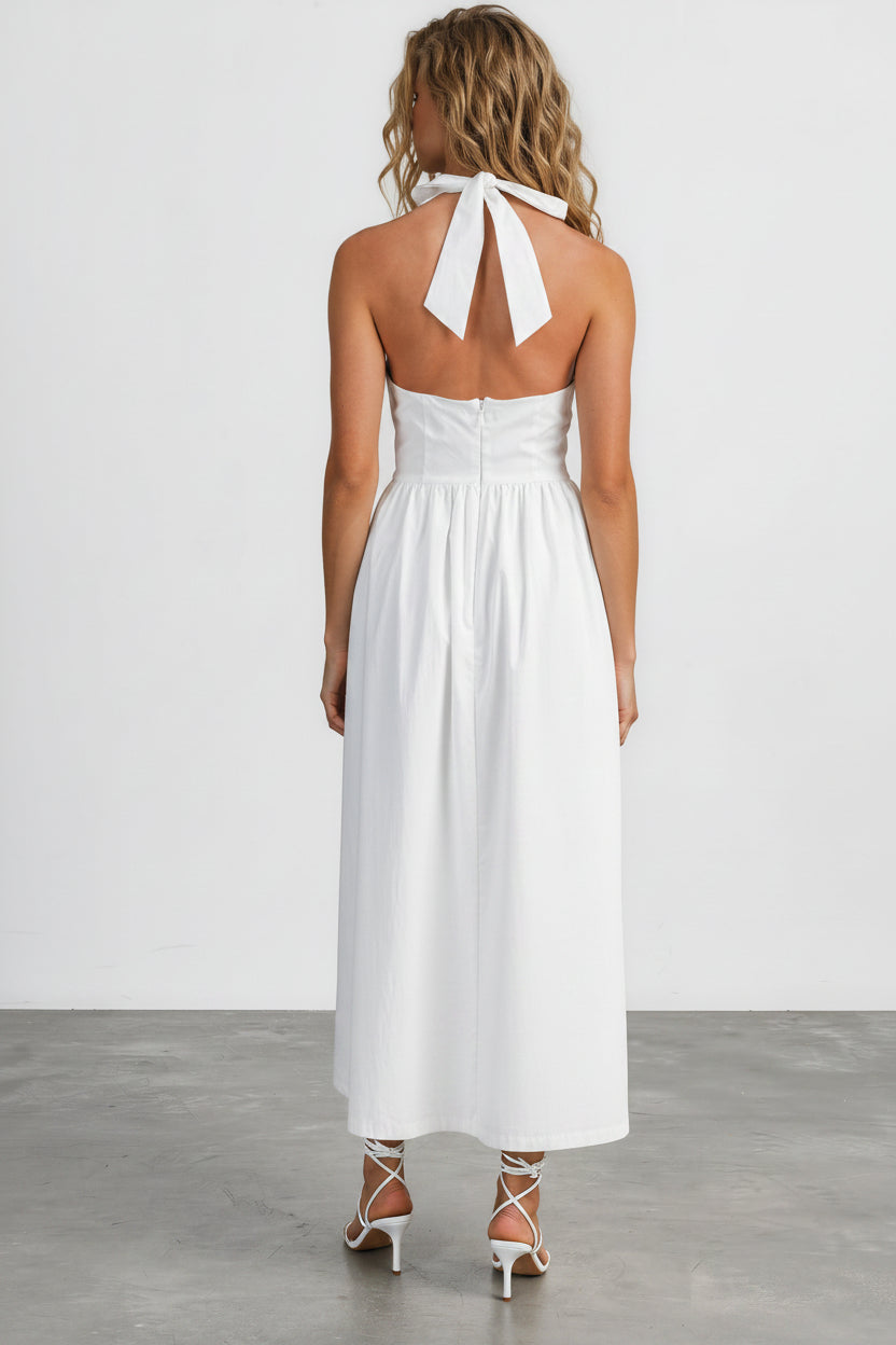 Halter Poplin Midi Dress