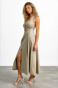 Halter Poplin Midi Dress