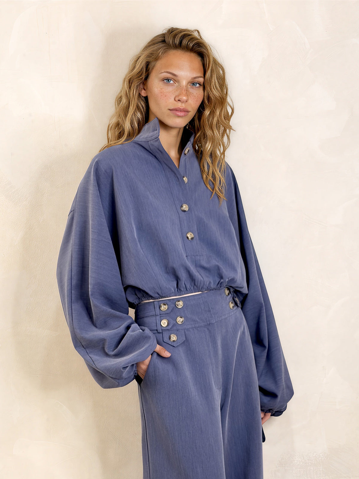The Bianca Funnel Neck-Blouse