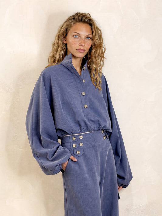 The Bianca Funnel Neck-Blouse