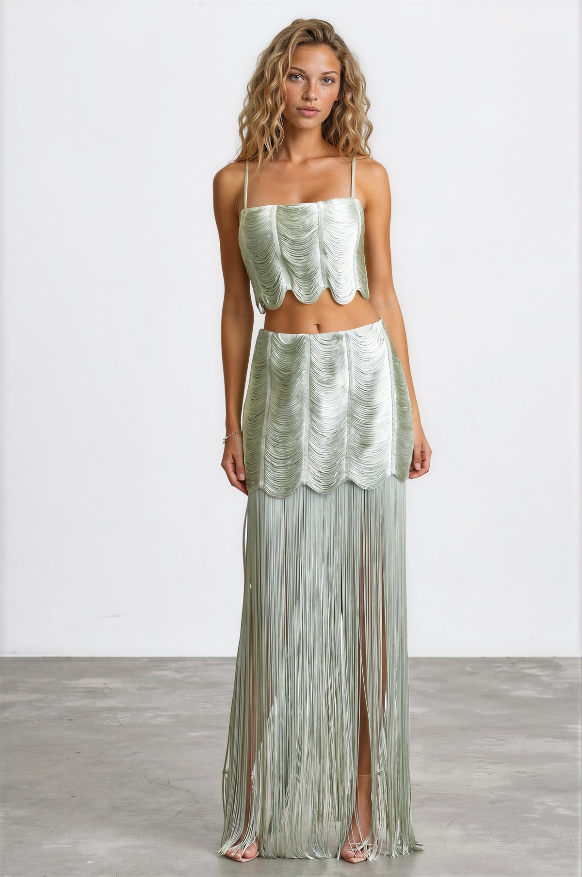 Jade Fringe Mini skirt