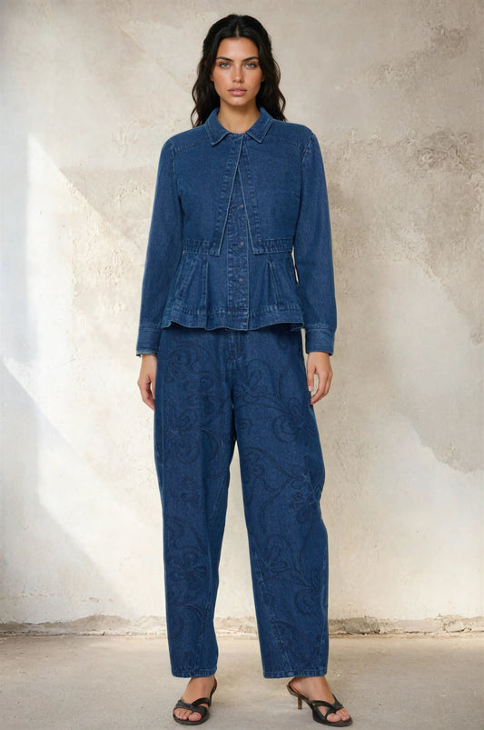 Emb Barrel Jean