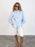 Lace Trim Stripe Shirt