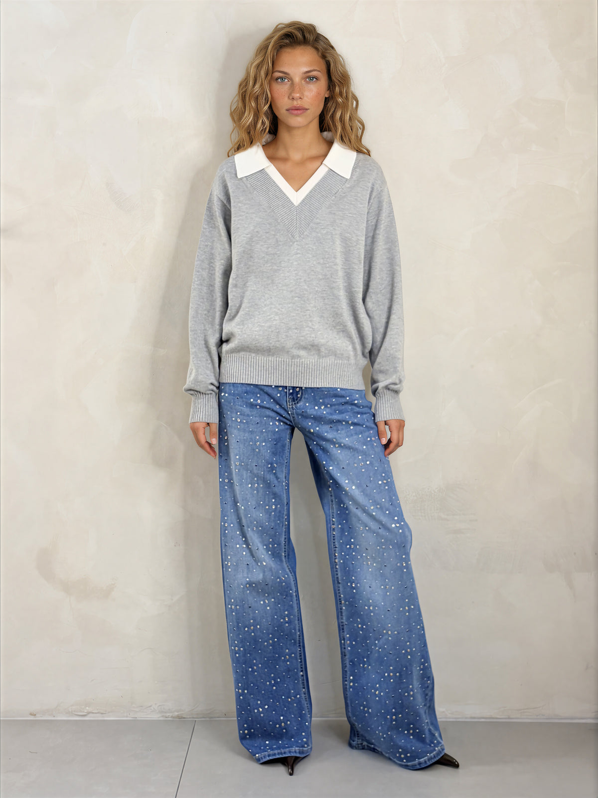 The Kelly Contrast Collar Sweater
