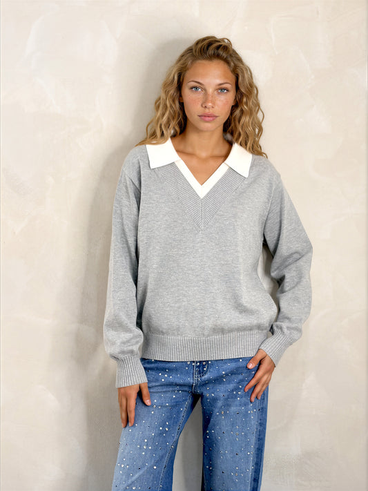 The Kelly Contrast Collar Sweater