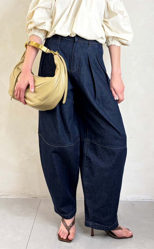 Pleated Barrel Denim