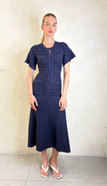 Emb Knit Midi Dress