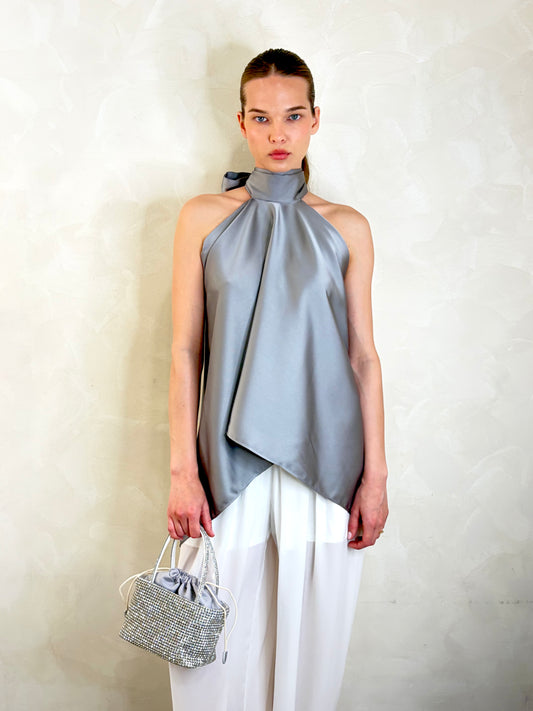 HIgh Neck Satin Top