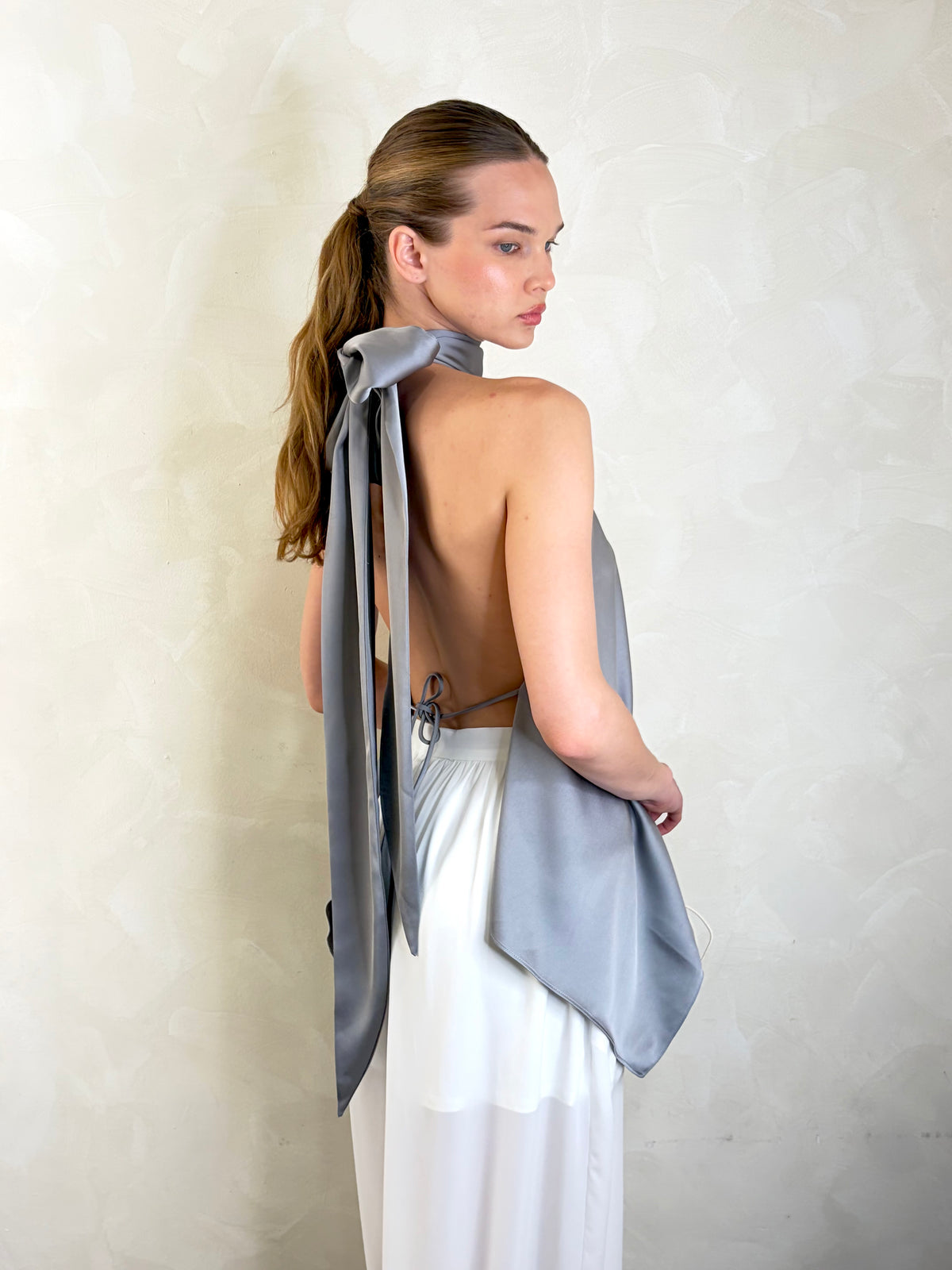 HIgh Neck Satin Top