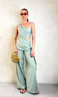 One Shoulder Pant Set