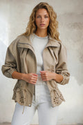 Eyelet Trim Bomber