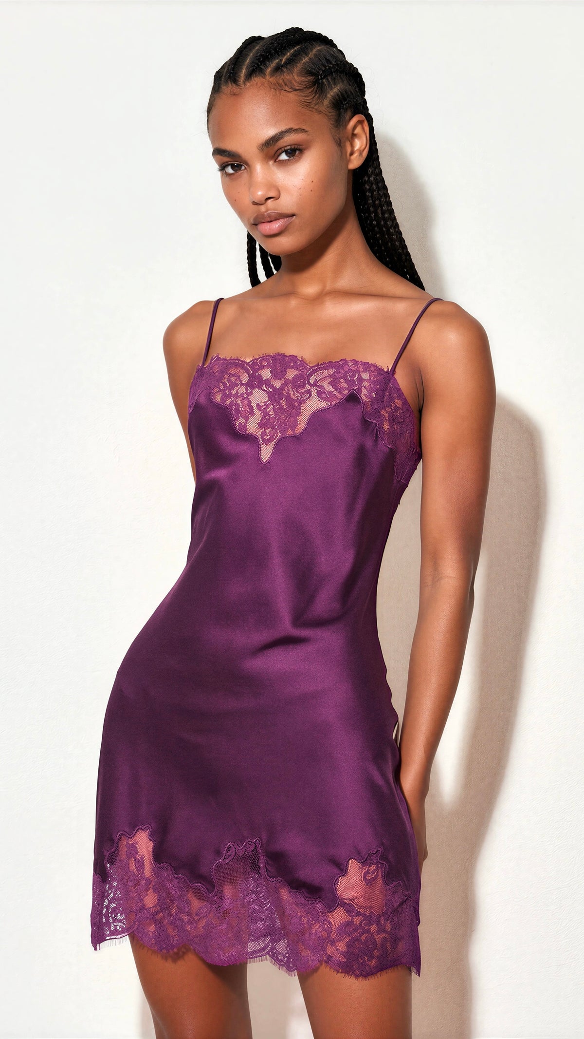 The Emma Lace Satin Mini Dress