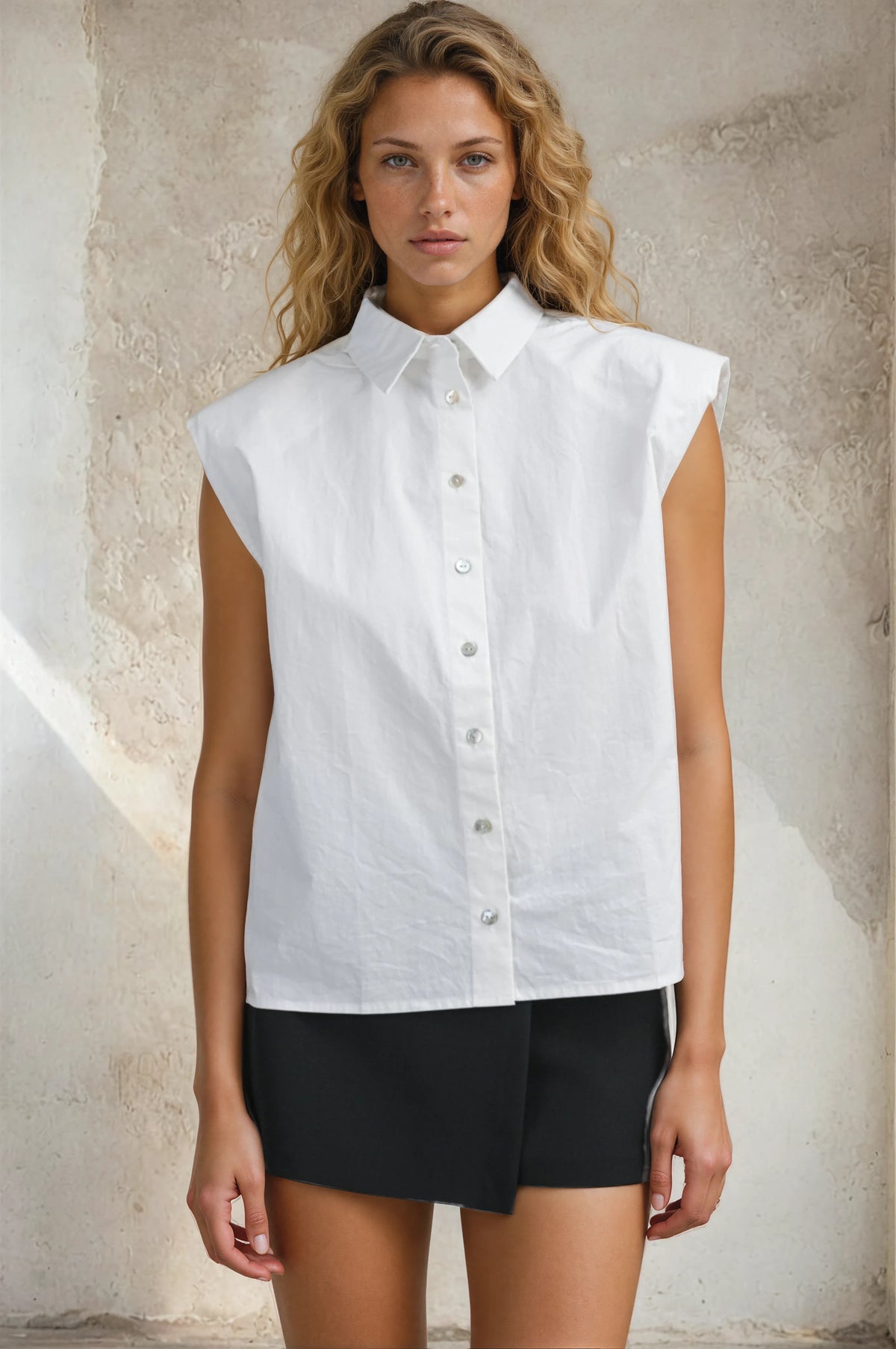 Power Shoulder Sleeveless Shirt