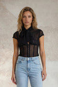 Mesh Corset Top W/Tie