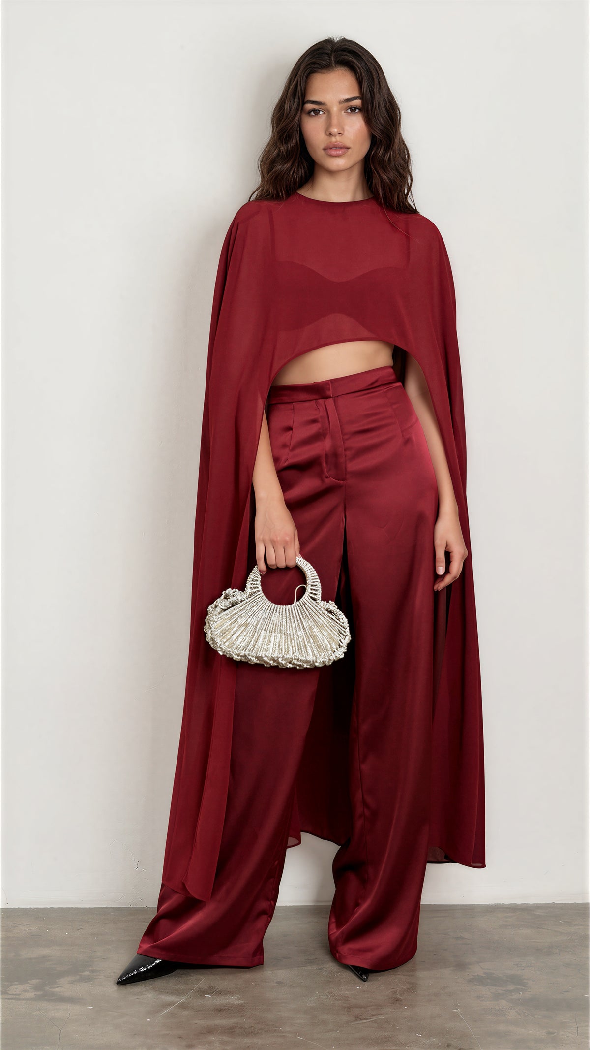 Satin Cape Pant Set
