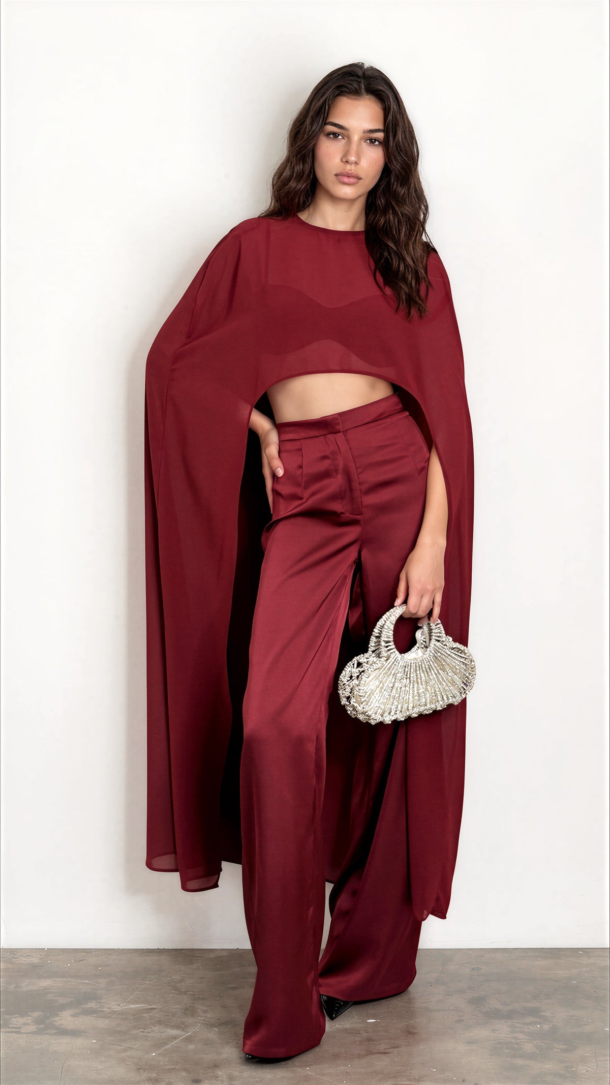 Satin Cape Pant Set