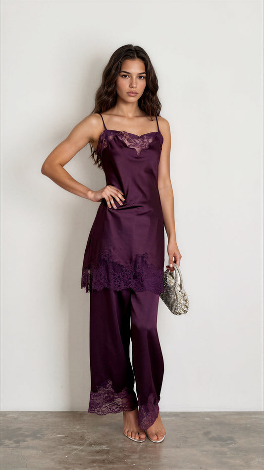 The Emma Lace Satin Mini Dress