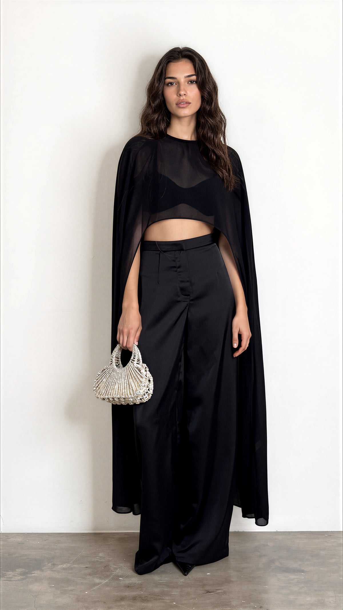 Satin Cape Pant Set