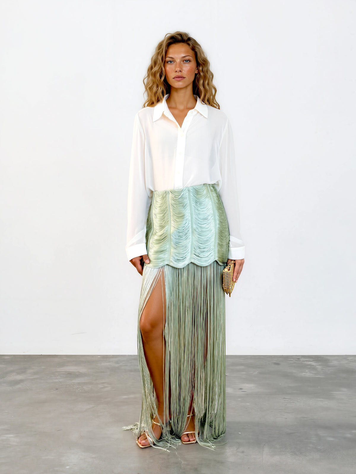 Jade Fringe Mini skirt