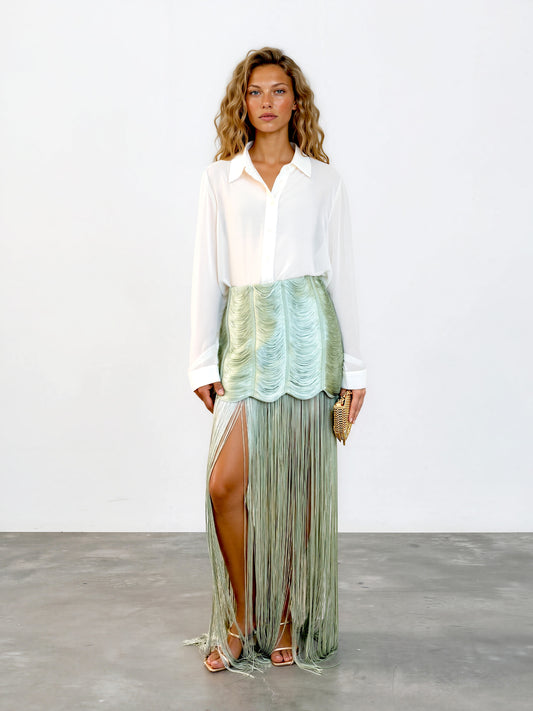 Jade Fringe Mini skirt