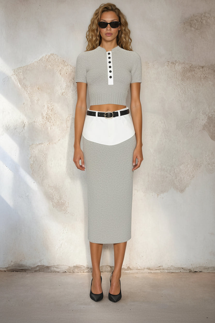 Contrast Knit Skirt