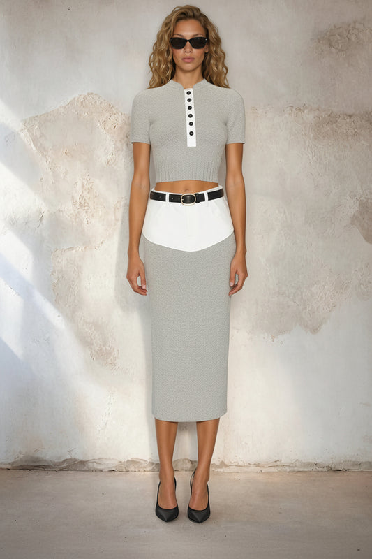 Contrast Knit Skirt