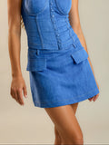Denim Double Pocket Skort