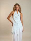 Halter Satin Lace Trim Tunic